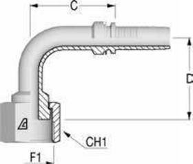 Фитинг DN 16 ORFS (Г) 1 (90) long