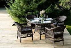 "Дольче" обеденная группа из искусственного ротанга, цвет коричневый