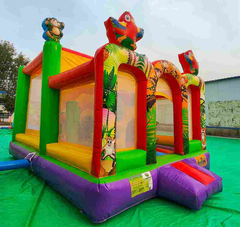 Коммерческий надувной батут «Попугаи и друзья 2» с крышей, 6x4x4 м