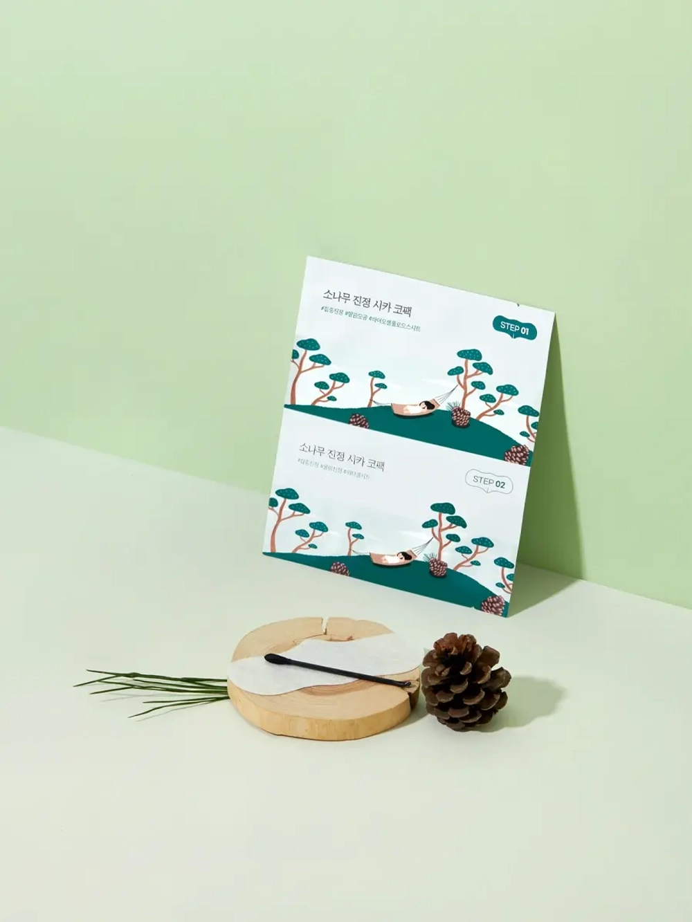 Round Lab Двухступенчатая маска для носа против чёрных точек Pine Calming Cica Nose Pack 5 шт