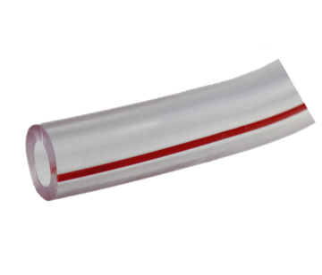 Шланг молочный Ø16х5мм ПВХ прозрачный с красной полосой (морозоустойчивый)