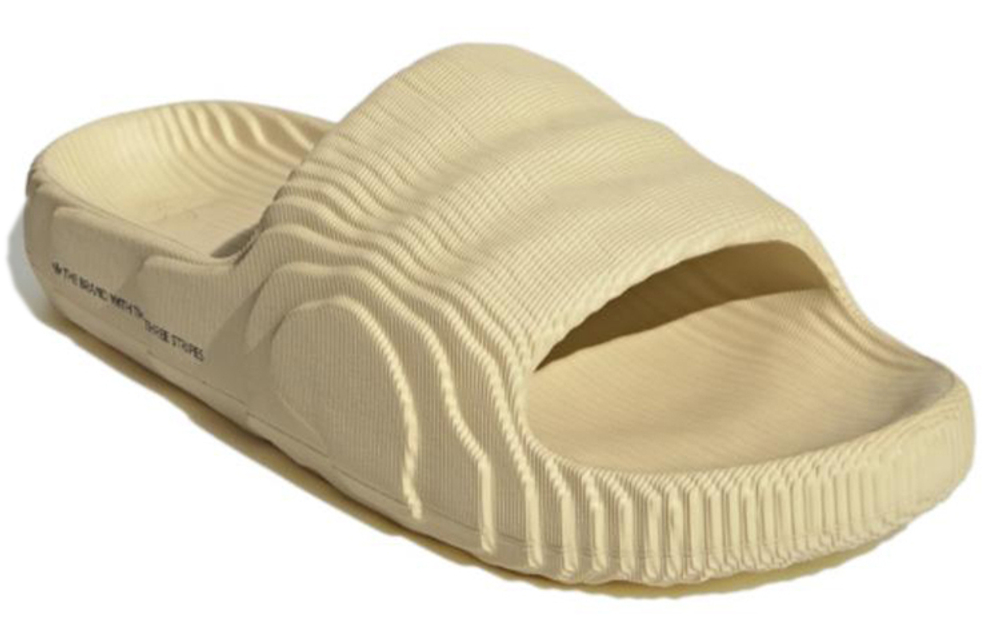 Adidas originals Adilette 22 outer wear one-piece rubber-soled anti-wear slippers for men and women with the same style light yellow