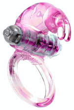 Розовое эрекционное виброкольцо с клиторальным зайчиком (Цвет: розовый)