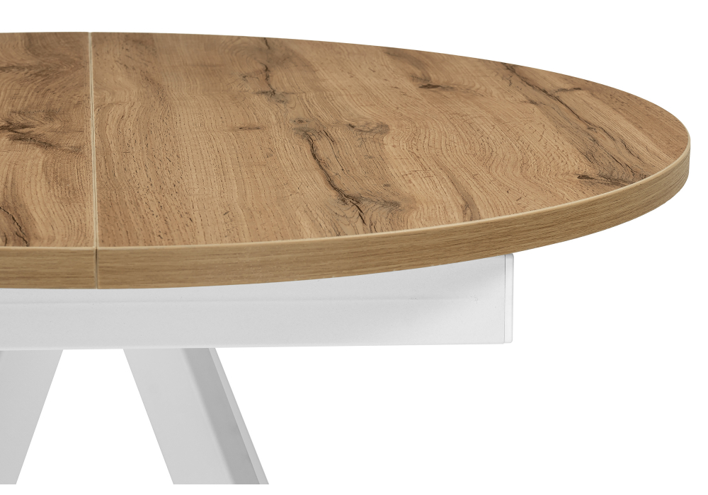 Стол деревянный Woodville Трейси 90(120)х90х75 дуб вотан, белый, ножки белые