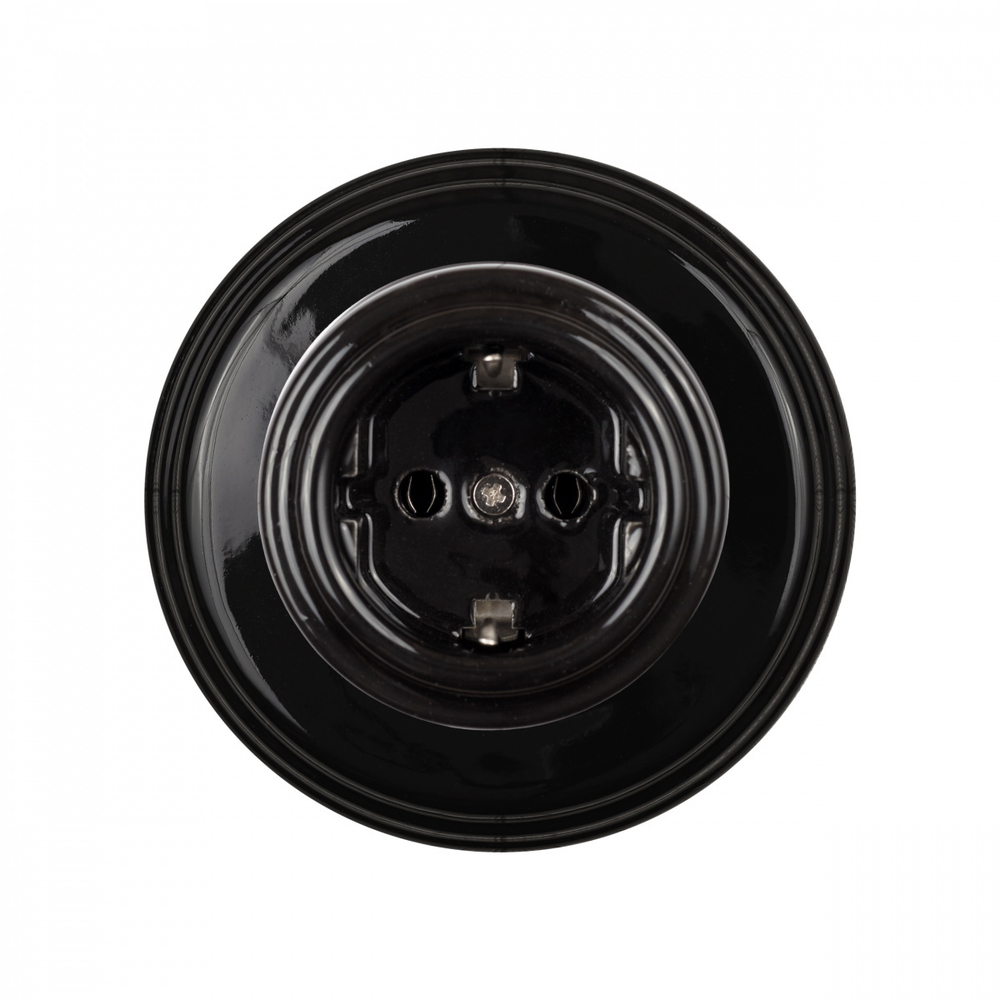 Розетка с З.К., керамика, цвет черный B1-101-03