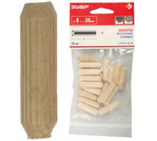 ШКАНТЫ МЕБЕЛЬНЫЕ ЗУБР БУКОВЫЕ 8,0X35ММ 20ШТ 4-308016-08-35