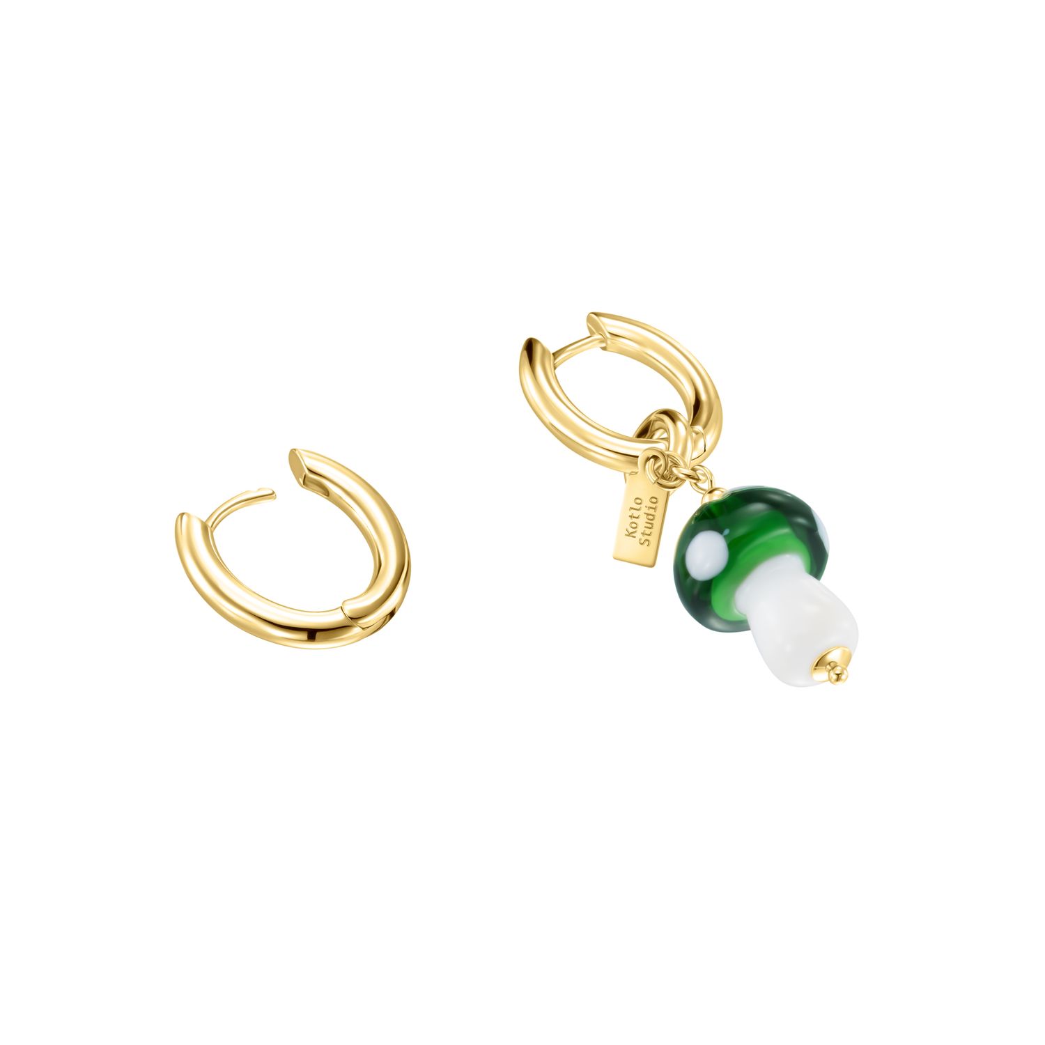 Серьги Mushroom Gold-Green Earrings