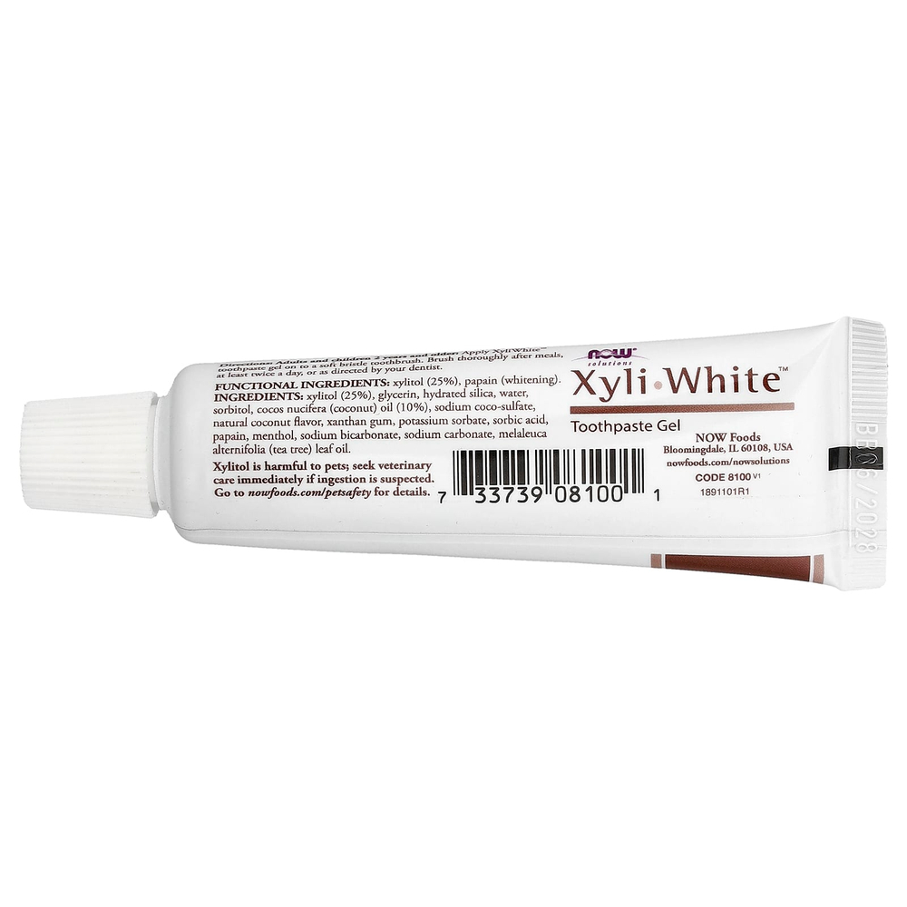 NOW Foods, Solutions, XyliWhite™, зубная паста-гель, кокосовое масло, мята, 28 г (1 унция)