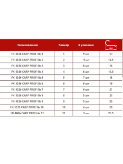 Крючок Carp Profi FK-1026