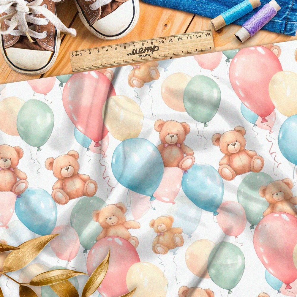 Ткань Барби игрушечные медведи с разноцветными шарами