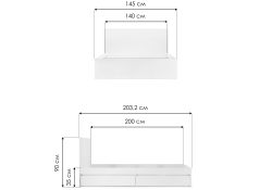 Полутораспальная кровать Мадера 140х200 белый