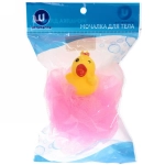 Мочалка-шар для тела полипропиленовая детская «Baby Boom - Утя», цвет розовый, 20гр, d-11см