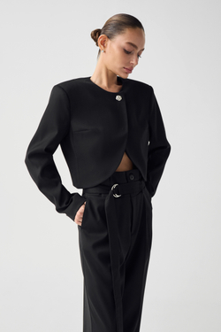 Комплект: укороченный жакет и брюки с высокой посадкой (xs-s)