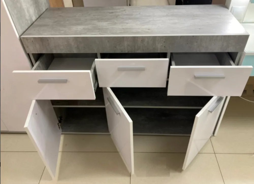 Комод Инстайл КМ-03 бетон/белый