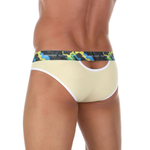 Желтые мужские трусы-слипы с пикантными вырезами под поясом (Размер: XL) (Цвет: желтый)