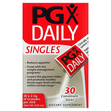 Для похудения и контроля веса Natural Factors, PGX на каждый день, в индивидуальной упаковке, неароматизированные гранулы, 30 пакетиков, 2,5 г каждый