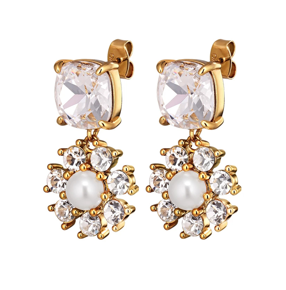 Серьги Dyrberg Kern POPPY SG CRYSTAL / WHITE PEARL 460502