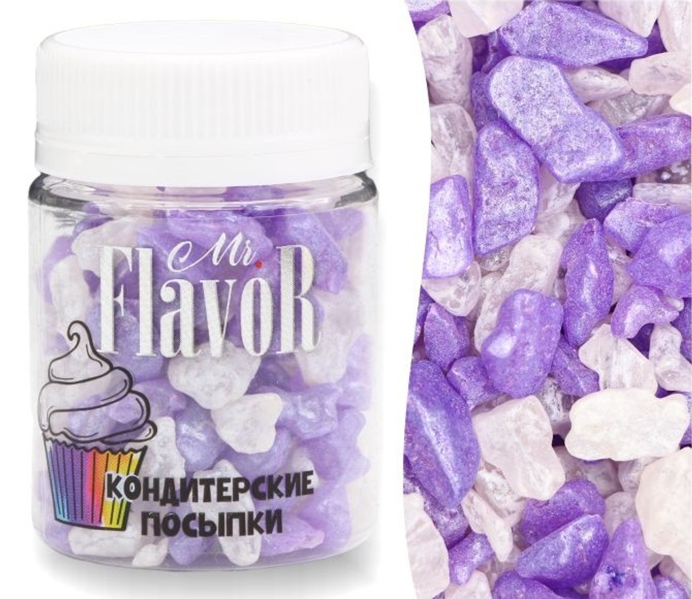 Посыпка Mr.FlavoR "Кристаллы сахарные бело-фиолетовые", 50 гр