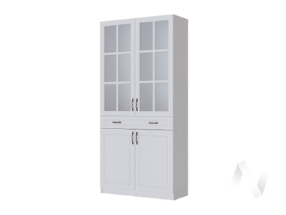 Шкаф-витрина Гостиная Апполия (белый/белый дуб)