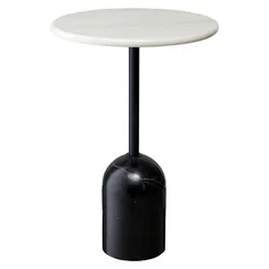 Журнальный столик Rune, Ø40х58 см, белый/черный мрамор