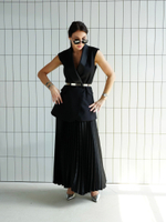 Юбка плиссе макси из сатина в черном