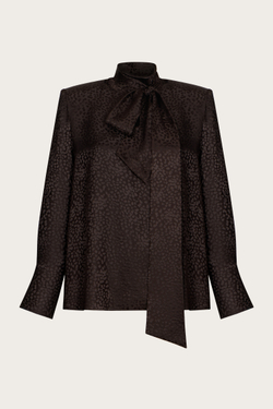 БЛУЗА ИЗ ЖАККАРДОВОГО ШЕЛКА С ПРИНТОМ