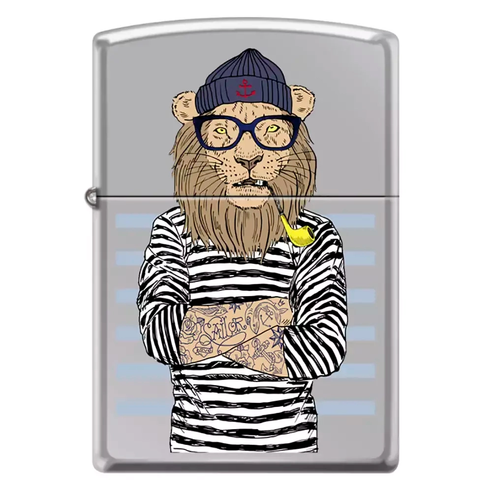 Зажигалка Zippo 250 Лев-моряк, High Polish Chrome