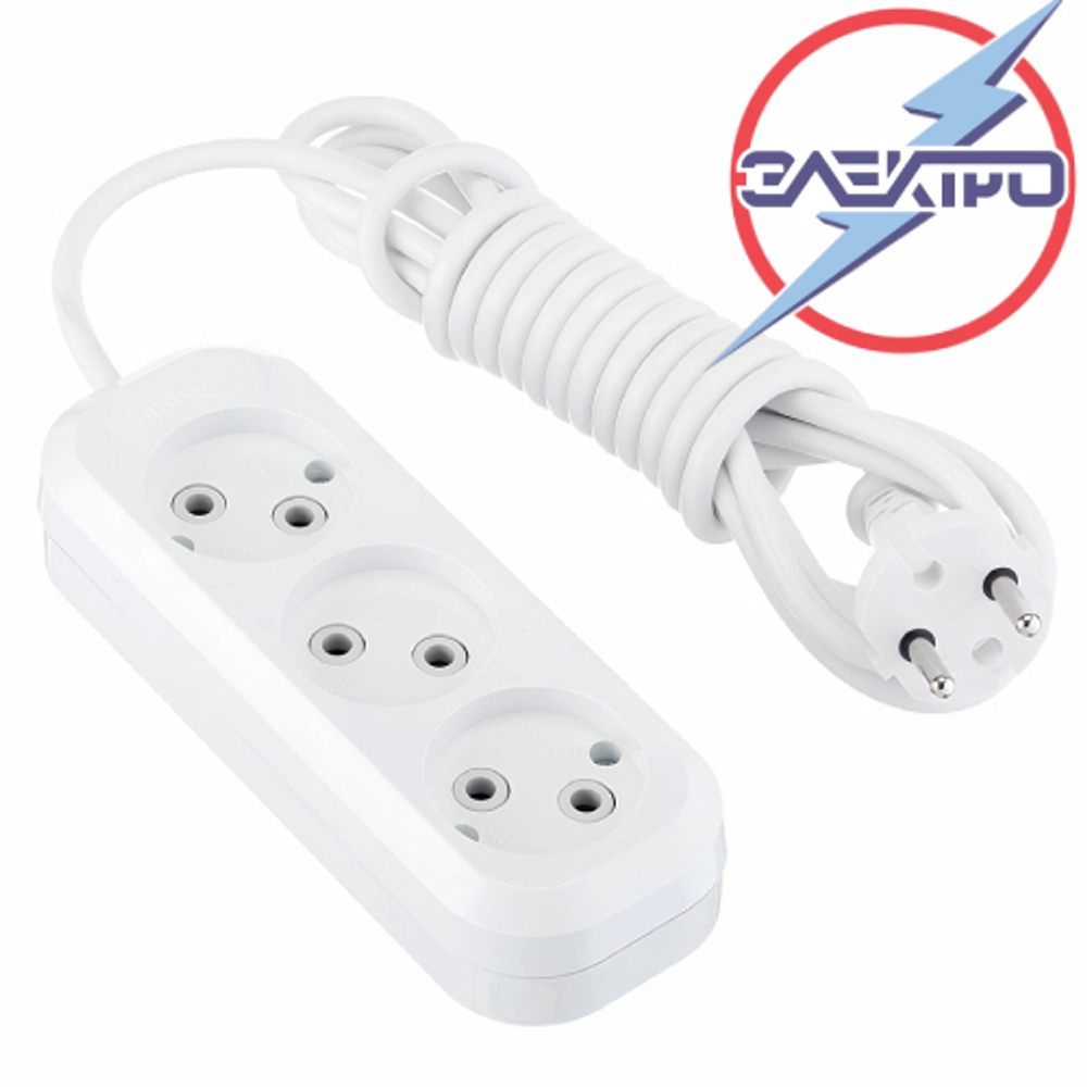 Удлинитель 3гн 3м б/з 6А Электро/1071
