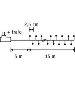 Гирлянда Капли 600 белых макро ламп, 1500 см., зеленый провод, Luca (84915)