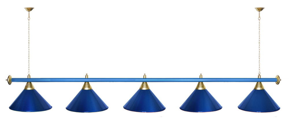 Лампа STARTBILLIARDS 5 пл. (плафоны зеленые,штанга зеленая,фурнитура золото)