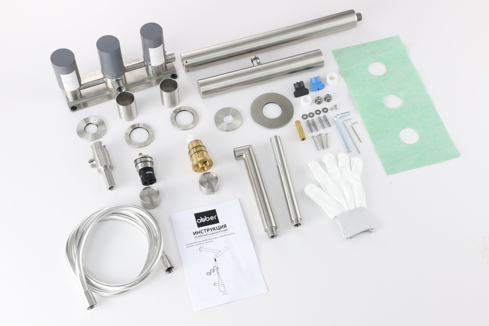 Душевая система ABBER Perfekte 316 AF8A50BST скрытого монтажа с изливом, сталь брашированная