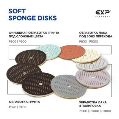 Круг абразивный, Soft OA Spong Wet&Dry, P2000, Flow Multi-Air, 181 отв. 5мм/150м, (1шт) Exp
