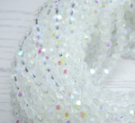 БП001ДН34 Хрустальные бусины "рондель", цвет: белый с цв. AB прозрачный, 3х4 мм, кол-во: 95-100 шт.
