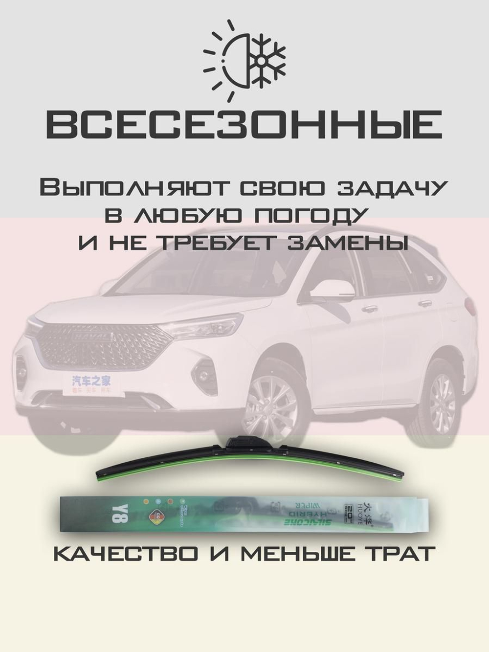 Щетки стеклоочистителя HUOYE Y8 600/400 мм на Haval M6Plus | Hook/J-Hook