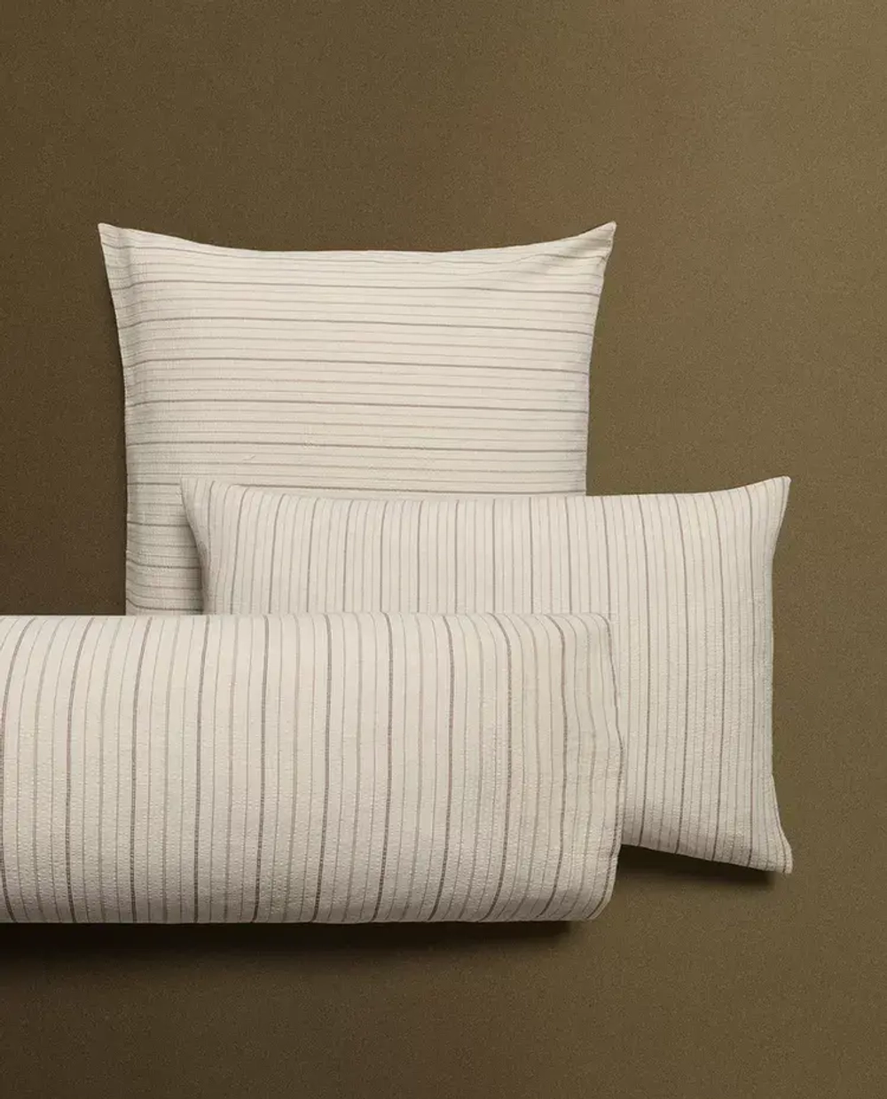 ZARA HOME НАВОЛОЧКА В ПОЛОСКУ, ПЕСОЧНЫЙ