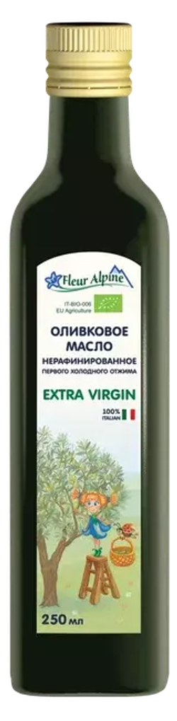 Оливковое масло Fleur Alpine первого холодного отжима Extra Virgin, для всей семьи, 250 мл