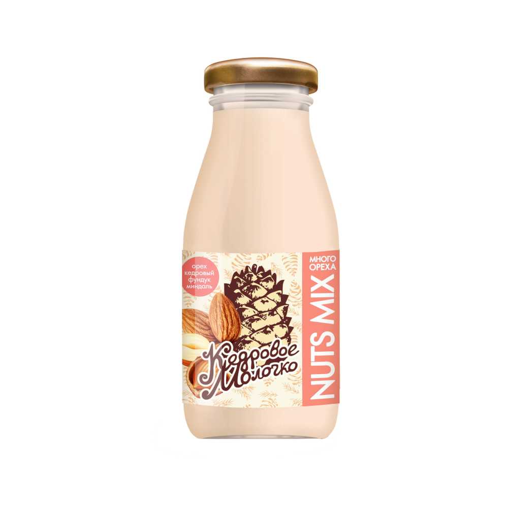 Напиток на основе кедрового ореха "Кедровое молочко" с фундуком и миндалем, 200 мл, молоко растительное