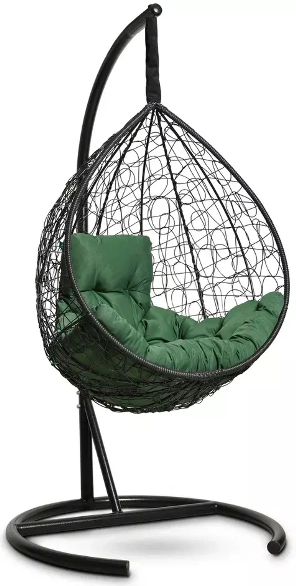 Подвесное кресло-кокон SEVILLA COMFORT черное, зеленая подушка (Laura Outdoor)