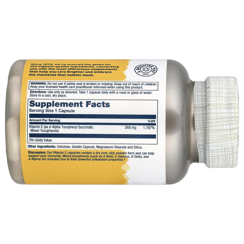 Solaray, витамин E со смешанными токоферолами, 268 мг, 100 капсул