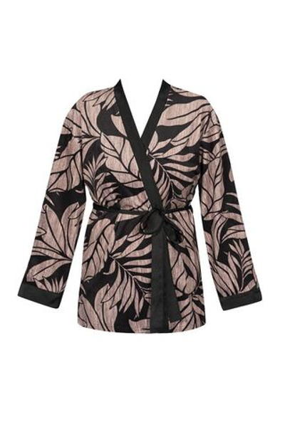 Короткий халатик Desire (Размер: XXL) (Цвет: черный с бежевым)