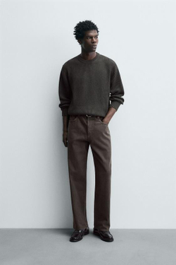 ZARA ДЖИНСЫ STRAIGHT FIT, КОРИЧНЕВЫЙ