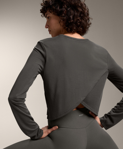 Oysho Укороченная футболка с перекрестной спинкой, антрацитовый