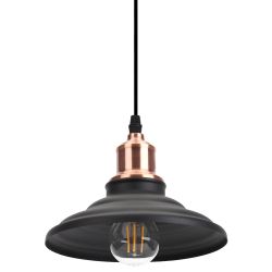 Светильник подвесной (подвес) ЭРА PL4 BK/RC металл, E27, max 60W, высота плафона 80мм, подвеса 800мм, черный/медь | Подвесы в стиле LOFT