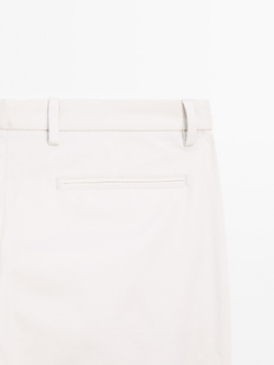 Massimo Dutti Узкие брюки из хлопковой смесовой ткани, каменный