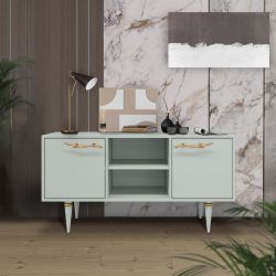 Тумба под ТВ Арт Колор matte 117см Классик Голд Серый дым матовый