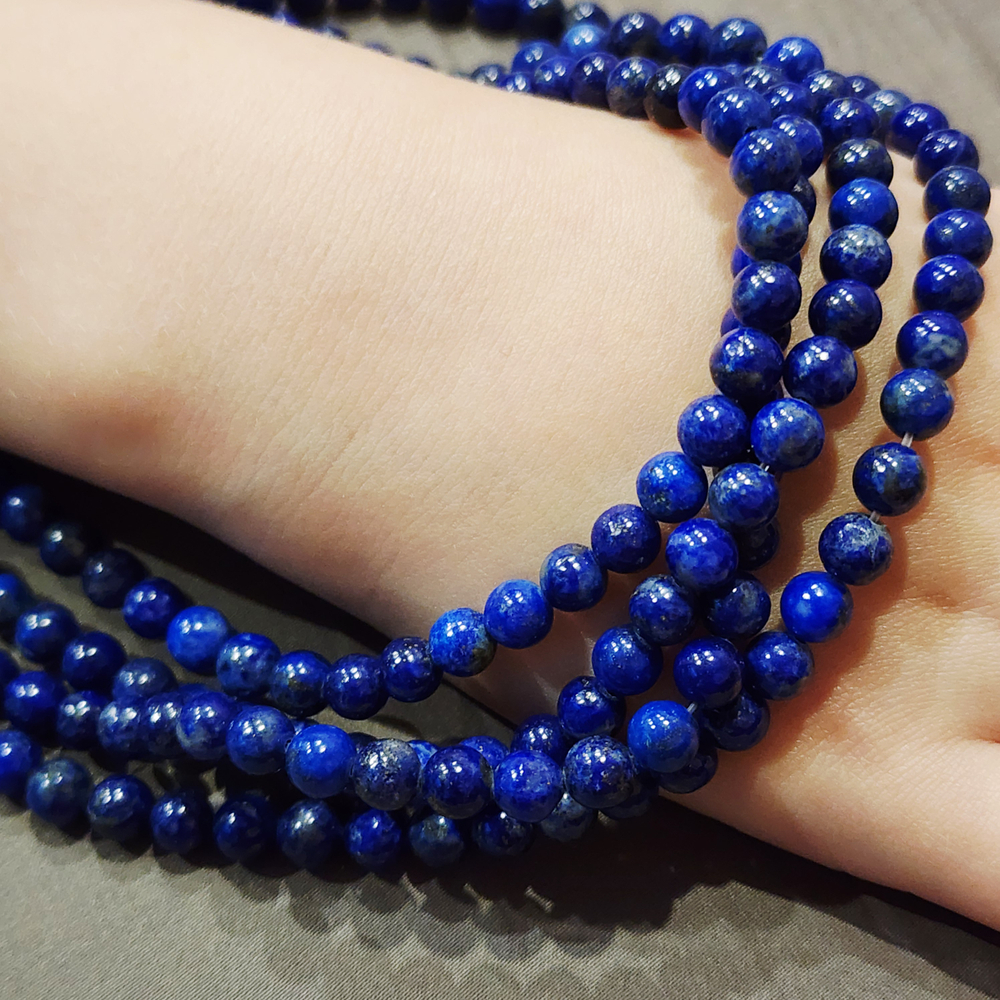 Лазурит природный, гладкий шар 6мм, цена за нить 9.5см (1/4)