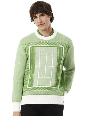 Мужская теннисная кофта Lacoste Court Graphic - green/white