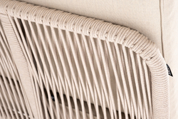 "Канны" угловой модуль плетеный из роупа, основание дуб, роуп бежевый круглый, ткань бежевая 052