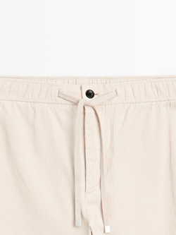 Massimo Dutti Брюки-джоггеры вельветовые, бежевый