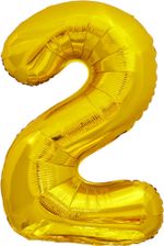 Шар (34"/86 см) Цифра, 2, ЭКО, Золото, в упаковке 1 шт.